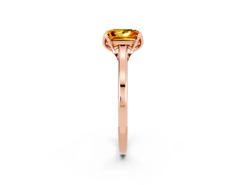 Rose gold Princess Cut Citrine Solitaire Ring with Flower Prong Setting and Classic Band_38