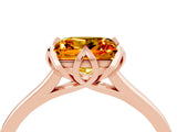 Rose gold Princess Cut Citrine Solitaire Ring with Flower Prong Setting and Classic Band_40