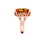 Rose gold Princess Cut Citrine Solitaire Ring with Flower Prong Setting and Classic Band_41
