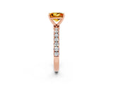 Rose gold Princess Cut Citrine Solitaire Ring with Pavé Accents and Four-Prong Setting_2
