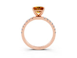 Rose gold Princess Cut Citrine Solitaire Ring with Pavé Accents and Four-Prong Setting_3