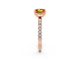 Rose gold Princess Cut Citrine Solitaire Ring with Pavé Band and Four-Prong Setting_26