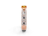 Rose gold Princess Cut Citrine Solitaire Ring with Pavé and Channel Set Band_2