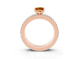 Rose gold Princess Cut Citrine Solitaire Ring with Pavé and Channel Set Band_3