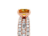 Rose gold Princess Cut Citrine Solitaire Ring with Pavé and Channel Set Band_5
