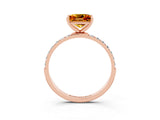 Rose gold Princess Cut Citrine Solitaire Ring with Pave Band and Four Prong Setting_27