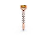 Rose gold Princess Cut Citrine Solitaire Ring with Round  Pavé Band and Four-Prong Setting_46