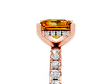 Rose gold Princess Cut Citrine Solitaire Ring with Round  Pavé Band and Four-Prong Setting_49
