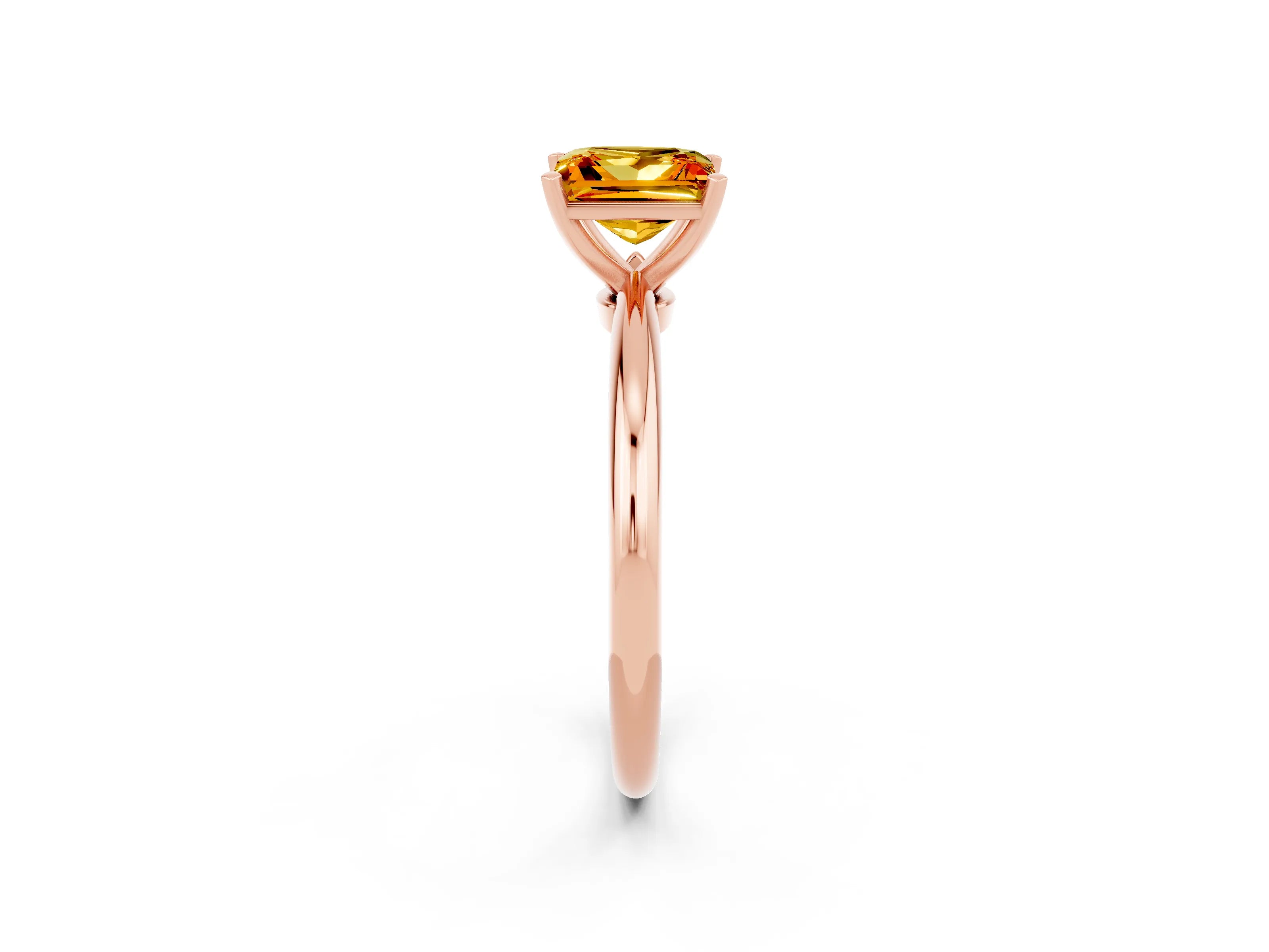 Rose gold Princess Cut Citrine Solitaire Ring with Six-Prong Setting and Classic Band_2