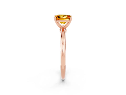 Rose gold Princess Cut Citrine Solitaire Ring with Six-Prong Setting and Classic Band_2