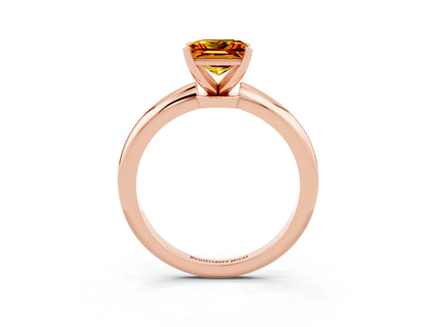 Rose gold Princess Cut Citrine Solitaire Ring with Six-Prong Setting and Classic Band_3