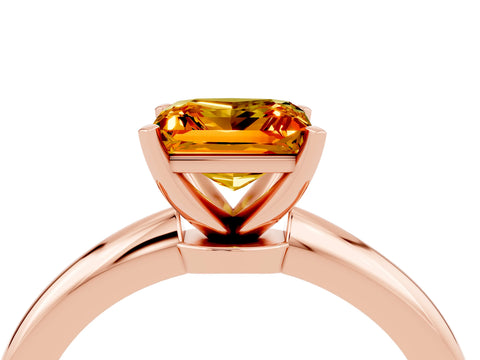 Rose gold Princess Cut Citrine Solitaire Ring with Six-Prong Setting and Classic Band_4
