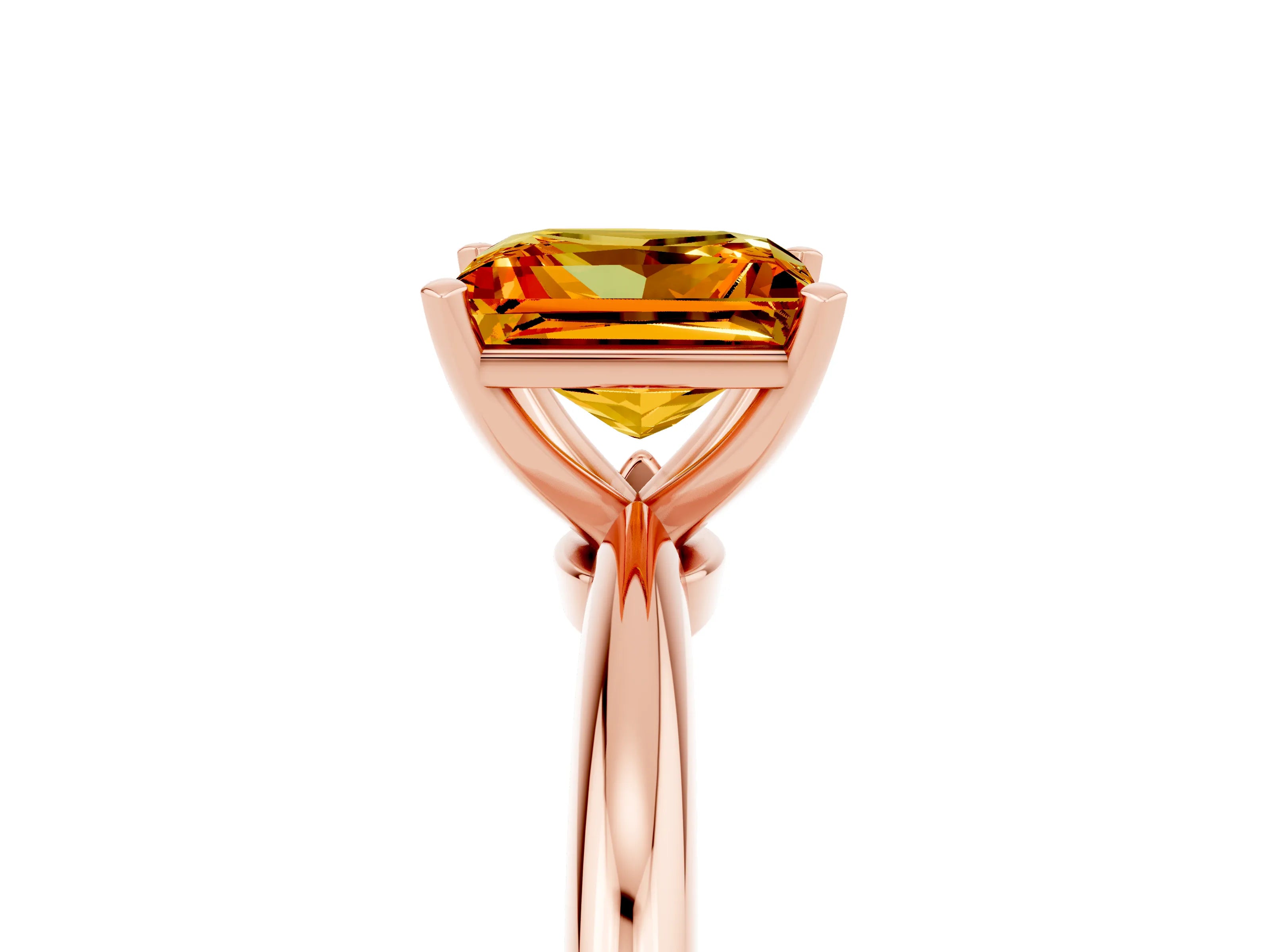 Rose gold Princess Cut Citrine Solitaire Ring with Six-Prong Setting and Classic Band_5