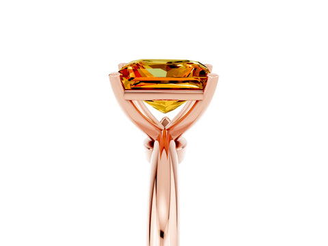 Rose gold Princess Cut Citrine Solitaire Ring with Six-Prong Setting and Classic Band_5