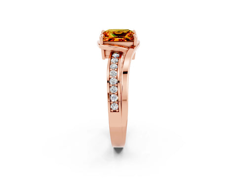 Rose gold Princess Cut Citrine Solitaire Ring with Split Shank and Prong Setting_2