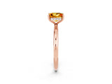 Rose gold Princess Cut Citrine Solitaire Ring with Thin Band and Four-Prong Setting_2