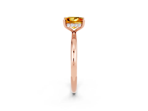 Rose gold Princess Cut Citrine Solitaire Ring with Thin Band and Four-Prong Setting_2