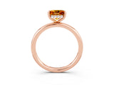 Rose gold Princess Cut Citrine Solitaire Ring with Thin Band and Four-Prong Setting_3