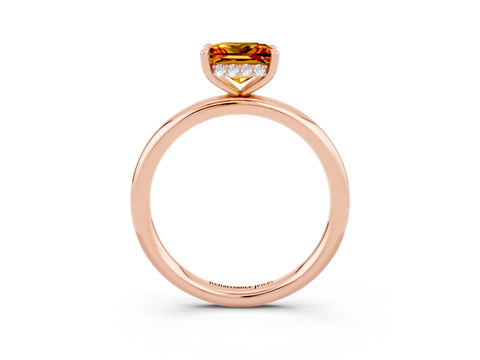 Rose gold Princess Cut Citrine Solitaire Ring with Thin Band and Four-Prong Setting_3