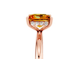 Rose gold Princess Cut Citrine Solitaire Ring with Thin Band and Four-Prong Setting_5