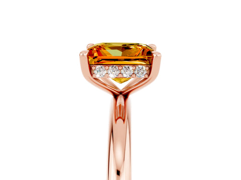 Rose gold Princess Cut Citrine Solitaire Ring with Thin Band and Four-Prong Setting_5