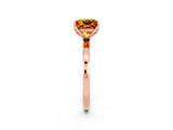Rose gold Princess Cut Citrine Solitaire Ring with Thin Band and Prong Setting_14