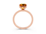 Rose gold Princess Cut Citrine Solitaire Ring with Thin Band and Prong Setting_15
