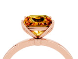 Rose gold Princess Cut Citrine Solitaire Ring with Thin Band and Prong Setting_16