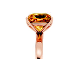 Rose gold Princess Cut Citrine Solitaire Ring with Thin Band and Prong Setting_17