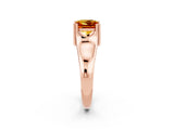 Rose gold Princess Cut Citrine Solitaire Ring with Wide Band and Prong Setting_2