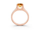 Rose gold Princess Cut Citrine Solitaire Ring with Wide Band and Prong Setting_3