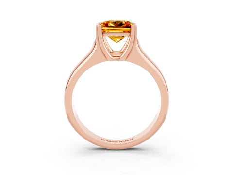 Rose gold Princess Cut Citrine Solitaire Ring with Wide Band and Prong Setting_3
