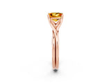 Rose gold Princess Cut Citrine Solitaire Twist Band Prong Setting Ring_38