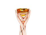 Rose gold Princess Cut Citrine Solitaire Twist Band Prong Setting Ring_41