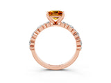 Rose gold Princess Cut Citrine Solitaire with Side Stones, Pave Band, Four-Prong Setting_39