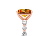 Rose gold Princess Cut Citrine Solitaire with Side Stones on a Pavé Band and Four-Prong Setting_5