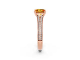 Rose gold Princess Cut Citrine Split Shank Engagement Ring with Pavé Band_2