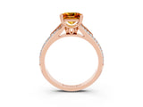 Rose gold Princess Cut Citrine Split Shank Engagement Ring with Pavé Band_3