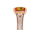 Rose gold Princess Cut Citrine Split Shank Engagement Ring with Pavé Band_5