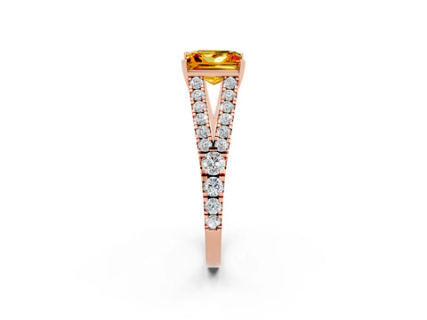 Rose gold Princess Cut Citrine Split Shank Pavé Engagement Ring with Four-Prong Setting_14