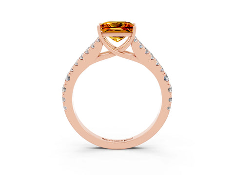 Rose gold Princess Cut Citrine Split Shank Pavé Engagement Ring with Four-Prong Setting_15
