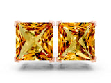Rose gold Princess Cut Citrine Stud Earrings_18