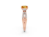 Rose gold Princess Cut Citrine Three-Stone Ring with Pavé Split Shank and Four-Prong Setting_2