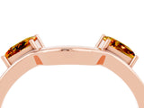 Rose gold Princess Cut Citrine Two-Stone Open Band Ring with Four-Prong Setting_10
