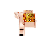 Rose gold Princess Cut Citrine Two-Stone Open Band Ring with Four-Prong Setting_11
