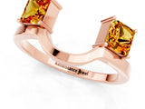 Rose gold Princess Cut Citrine Two-Stone Open Band Ring with Four-Prong Setting_7