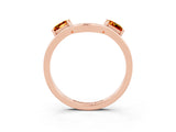 Rose gold Princess Cut Citrine Two-Stone Open Band Ring with Four-Prong Setting_9