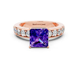 Rose gold Princess Cut Cut Channel Set Diamond Engagement Ring with Four-Prong Setting