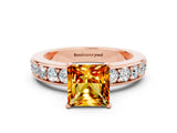 Rose gold Princess Cut Cut Channel Set Diamond Engagement Ring with Four-Prong Setting