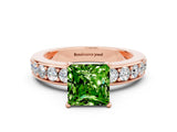 Rose gold Princess Cut Cut Channel Set Diamond Engagement Ring with Four-Prong Setting